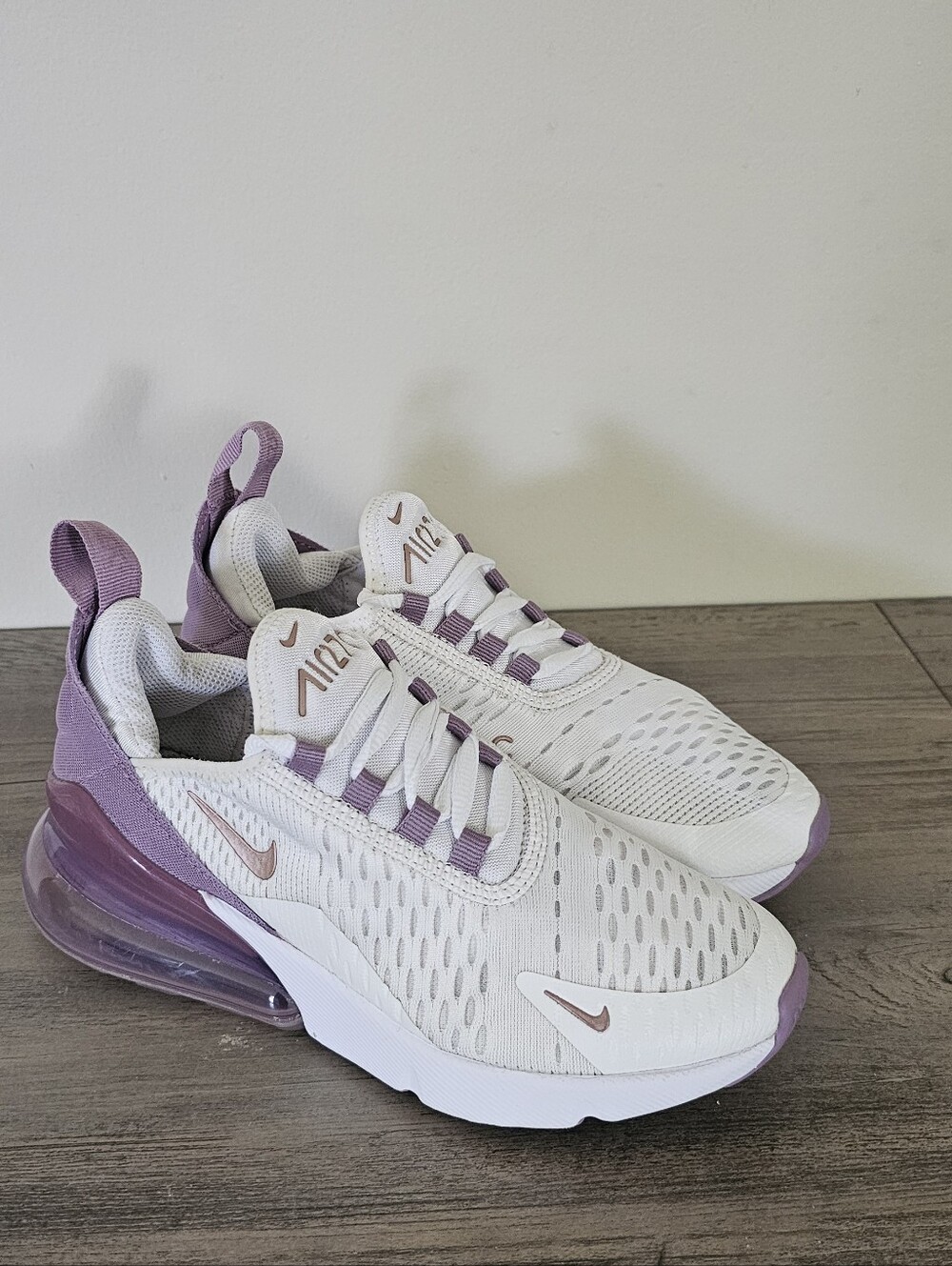 Nike Air Max 270 Kids Sneakers Purple White Girls Size 3.5